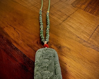 Certified Type A Jade Dragon Pendant: Hand-Carved Amulet - Feng Shui Gift