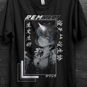 Premium Anime T-shirt, Rem Re Zero T-shirt, Söt Re Zero Ram, Subaru, Animeälskarkläder, Manga Estetisk Streetwear, Dawank Modellnr: 0229