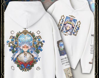 Felpa con cappuccio anime premium, felpa con cappuccio anime Frieren, maglietta Sousou no Frieren, abbigliamento per gli amanti degli anime, streetwear estetico manga, modello Dawank n.: 0001