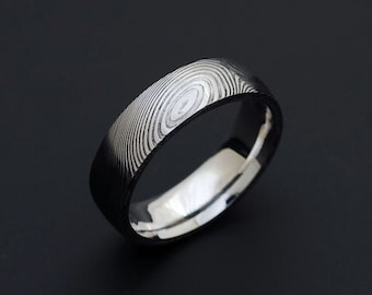 Genuine stainless Damascus Steel and Platinum Ring- PD60