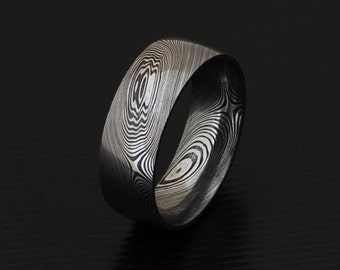 Genuine stainless Damascus Steel Mens Ring PD10
