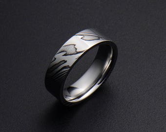 Genuine stainless Damascus Steel Mens Ring PD103