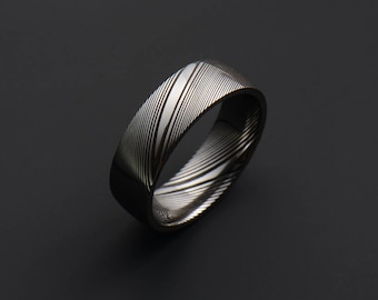 Genuine stainless Damascus Steel Mens Ring PD108
