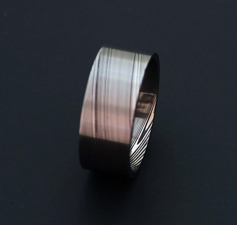 Genuine Stainless Damascus Steel Mens Ring Width 9mm PD80 Etsy