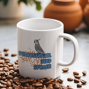 Lustiger Nymphensittich-Keramikbecher - Professionelle Samenspiller; Vogel-Liebhaber, Kaffeebecher, Teebecher, lustiges Geschenk
