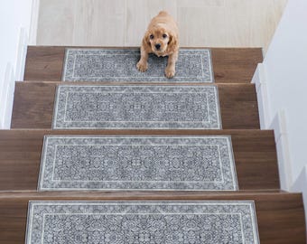 Juego de alfombras suaves para escaleras, peldaños antideslizantes de 8x30, alfombras lavables autoadhesivas, escalones silenciosos y seguros para mascotas y niños.