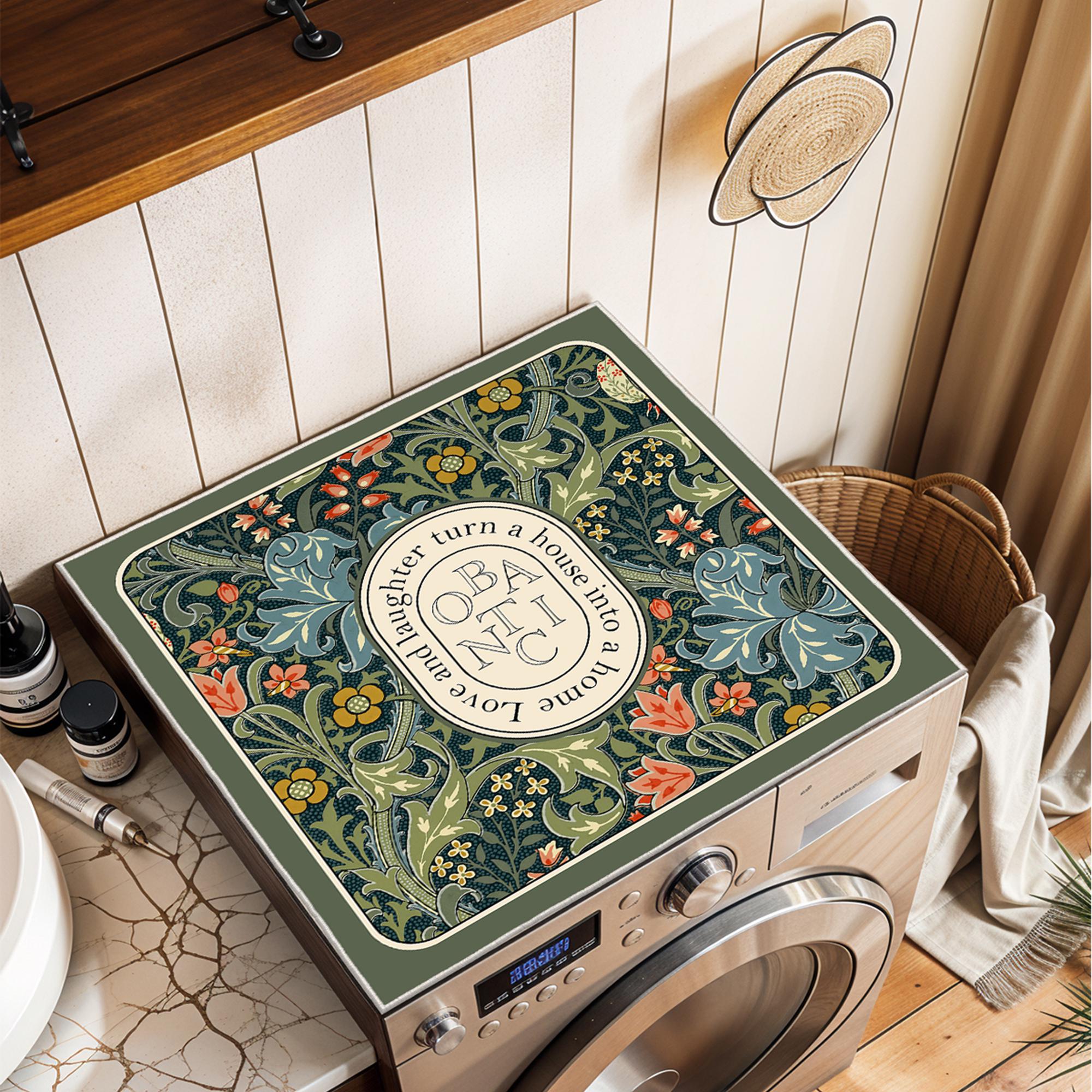 Computer Desk Mat Washing Machine Floral Modern Washing Machine Mat – Non Slip, Waterproof Mat | Washer ...