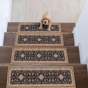 Tappetini antiscivolo vintage 8x30, set di tappetini lavabili per scale, zerbini, gradini silenziosi e sicuri per animali domestici e bambini, passatoia per scale interne