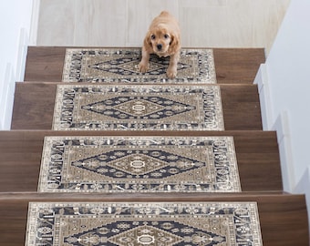 Juego de alfombras lavables para escaleras, peldaños antideslizantes de 8x30 para escaleras de madera, alfombras suaves para mascotas y niños, cubiertas para escaleras de interior.