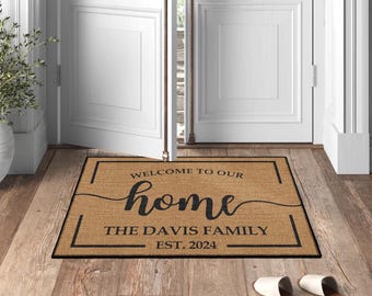 Personalized Door Mat, Custom Entryway Rug, Family Name Doormat, Housewarming Gift, Customizable Outdoor Mat, Welcome Doormat, Closing Gift