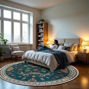 Vintage Round Rugs, Washable Area Rugs, Rugs for Living Room, Bedroom Rugs, Kitchen Rugs, Round Rugs, Vintage Carpet, Home Decor Rugs