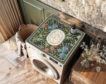 Alfombrilla moderna floral para lavadora – Antideslizante e impermeable / Protector de suelo para lavadora y secadora – Decoración para lavandería