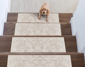 Juego de alfombras lavables para escaleras, peldaños antideslizantes de 8x30, alfombras para escaleras, alfombras suaves y seguras para mascotas y niños, alfombras para escaleras de interior.