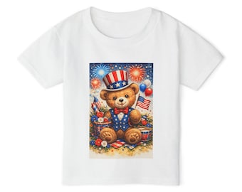 Vaterländisches Teddybär-Kleinkind-T-Shirt | 4.Juli Bär