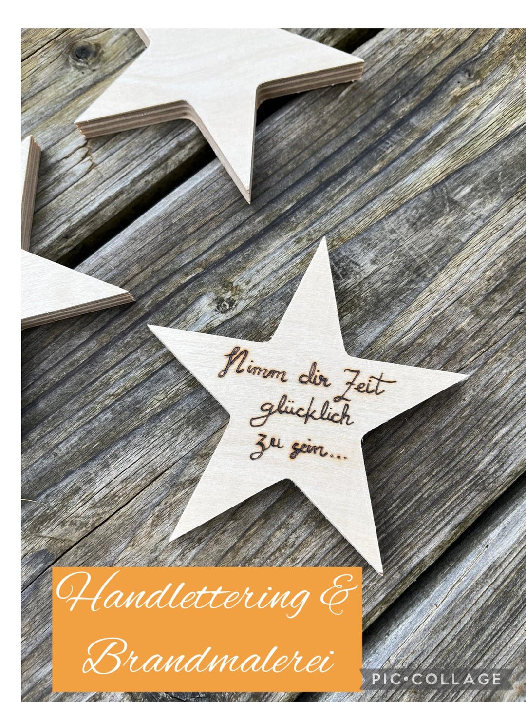 Wooden Christmas Star With Custom Engraving, Pyrography With Hand ...
