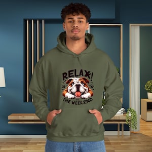 Weekend Relaxation Bulldog Hooded Sweatshirt, Bulldog Sweatshirt | Not Today Lazy Bulldog Sweater | Bulldog Lover Hoodie | Bulldog Gifts