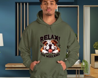 Weekend Relaxation Bulldog Hooded Sweatshirt, Bulldog Sweatshirt | Not Today Lazy Bulldog Sweater | Bulldog Lover Hoodie | Bulldog Gifts
