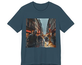 Funny Dog Selfie Zombie T-Shirt Cute Dog Graphic Tee Halloween Dog Shirt Apocalypse Humor Shirt Undead Dog Lover Gift Unisex Tee