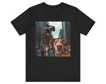 Funny Dog Selfie T-Rex T-Shirt Dinosaur Graphic Tee Jurassic Humor Shirt Dog Lover Gift Prehistoric Selfie Shirt Unisex Dino Tee