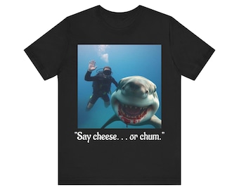 Great White Shark Selfie Unisex Tee, Funny Shark Diver T-Shirt, Ocean Animal Lover Gift, Beach Tee, Summer Vacation Shirt