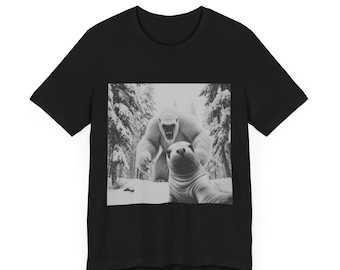 Seal Selfie Unisex Tee, Yeti Shirt, Black and White Animal Graphic Top, Funny T-shirt, Seal Lover Gift