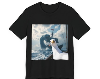 Seagull Selfie Tshirt Unisex Tee Funny Bird Shirt Ocean Monster Top Beach Graphic Tee Shipwreck Theme Novelty Summer Clothing