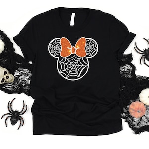 Minnie Mouse Spider Web Shirt, Disney Halloween Party Shirt, Halloween Matching Shirt, Kids Halloween Spider Web T Shirt, Disneyland Shirt