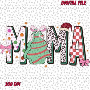 Christmas Retro Mama Bow Svg Png, Christmas Mama Coquette Png, Mama Claus png, Christmas Tree Cake png, Christmas coquette bow png