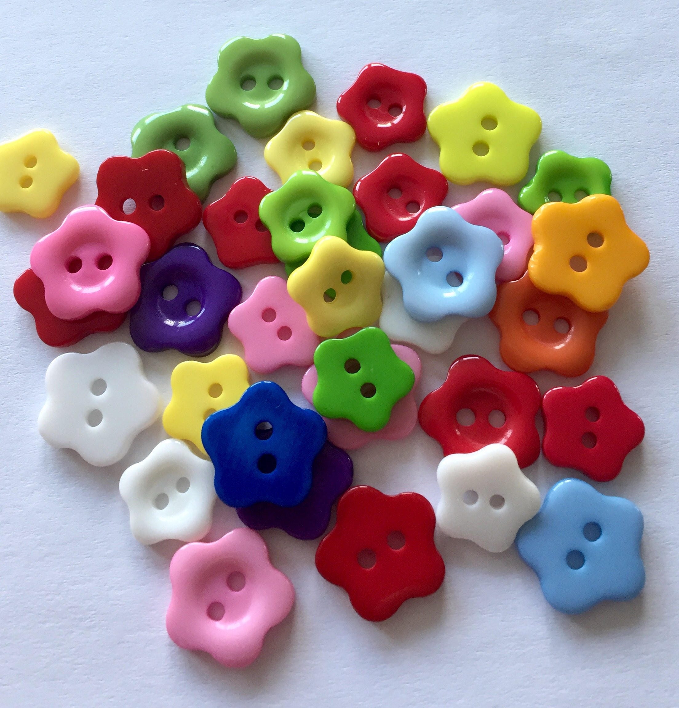 Bright flower shaped resin buttons set of 45 buttons three Etsy