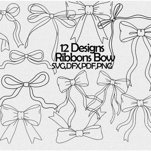 Bow Ribbons SVG, Bow PNG, Hair Ribbon SVGs, Coquette Bows Svg, Digital Download