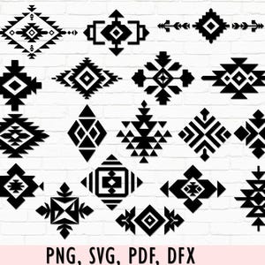 May include: A set of 18 black and white geometric patterns, inspired by Native American designs. These patterns are perfect for crafting, scrapbooking, and other creative projects.