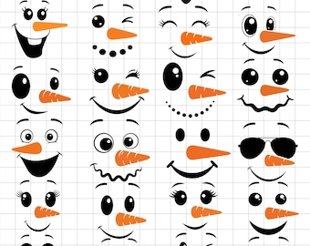 Snowman Faces SVG Bundle , Smiley, Cheer and Happy Winter & Holidays crafts Ideas. Snowwomen face