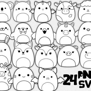 Squishmallow SVG per Circut e taglio laser, file di download digitale di Squishmallow outline cut per taglio laser, file PNG e SVG