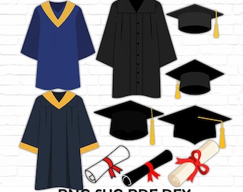 Graduation Cap and Gown SVG: Ceremony Clipart (Digital Download)