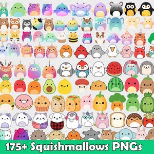 Immagini clipart PNG Squishmallow con sfondo trasparente, download digitale, festa di compleanno di Squishmallows, cibo di Squishmallows, animali