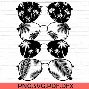 Palm Tree Sunglasses SVG, Summer Vibes, Tropical Palm Theme Sunglasses SVG, png files for cricut, Instant Download