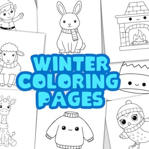 Winter Coloring Pages, Winter Coloring Sheets, Kids Winter Printables, Instant Download
