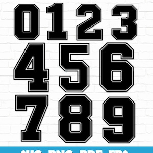 Jersey Numbers SVG, Sports Jersey Numbers SVG Files, Varsity Font, Jersey Number Cricut Files