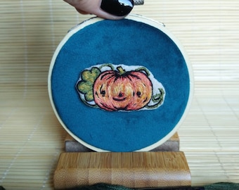 Made by AgusRuina - SHIPS From ITALY - Halloween Kürbis Stickerei Wandkunst -