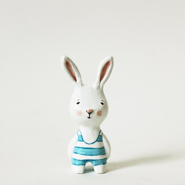 Bunny in swimsuit - paper clay animal miniature