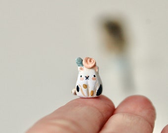 FREE SHIPPING  1CM miniature kitten -  hand sculpted clay totem OOAK