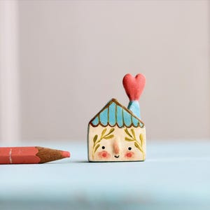 One of a kind original small art miniature- Sweet house No61 - hand sculpted clay sculpture miniature