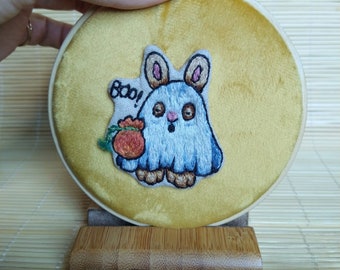 Made by AgusRuina - SHIPS From ITALY- Sweet Bestiary inspired ghost bunny embroidery wall art -