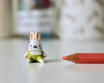 2cm miniature bunny-  hand sculpted clay totem OOAK