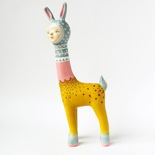 Fantasy animal figurine - Hand sculpted, one of a kind quirky sculpture - Bunnyraffe