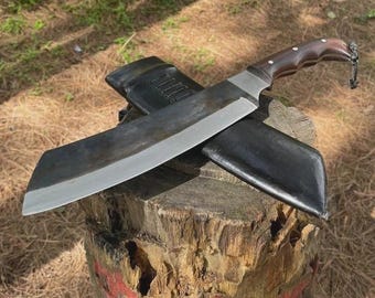 Custom Handmade Carbon Steel Blade Cleaver Machete Knife Hunting Knife Camping