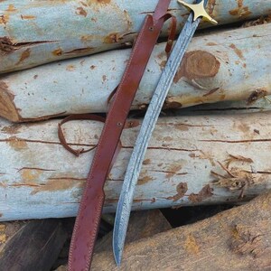 Handmade Damascus Steel Zulfiqar Sword - Islamic Shamshir Arabic Turkish Sword with Micarta Handle - Gift for Him
