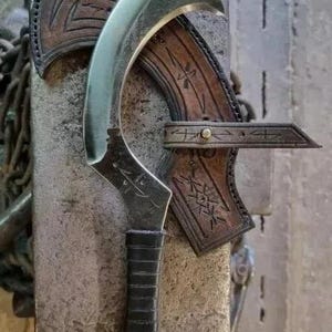 Handmade Carbon Steel Mini Khopesh Knife: 15&quot; Hunting Sword with Leather Sheath