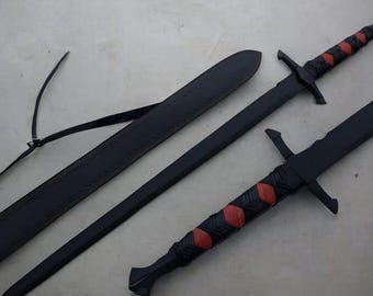 Handmade Carbon Steel Viking Sword, Leather Handle
