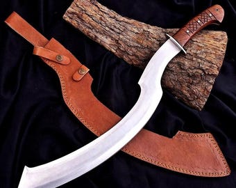 Ręcznie robiony miecz Khopesh ze stali wysokowęglowej – egipska replika z pochwą skórzaną